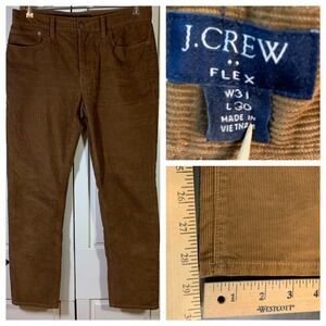 J Crew Flex Slim‎ Fit Corduroy Pants Brown Men's 31x30 (31x28.5) Preppy Academia